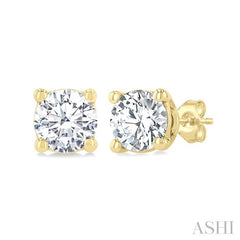 3/4 Ctw Round Cut Diamond Stud Earrings in 14K Yellow Gold