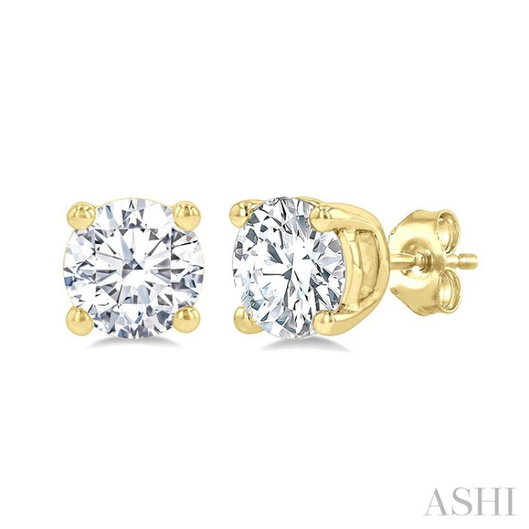 1 Ctw Round Cut Diamond Stud Earrings in 14K Yellow Gold