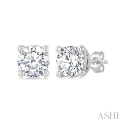 5/8 Ctw Round Cut Diamond Stud Earrings in 14K White Gold