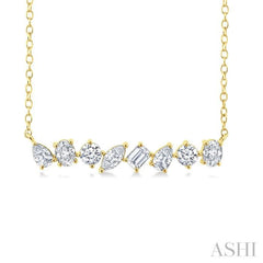 1 1/10 Ctw Scatter Multi Cut Diamond Fashion Necklace in 14K Yellow Gold