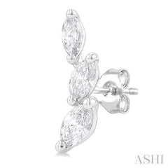 1/3 Ctw Graduated Marquise Cut Diamond Fashion Ear Climbers in 14K White Gold