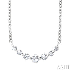 1/8 Ctw Petite Smile Graduated Round Cut Diamond Necklace in Sterling Silver