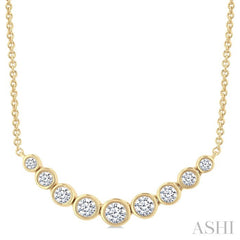 1/2 Ctw Graduated Bezel Set Round Cut Diamond Smile Necklace in 14K Yellow Gold